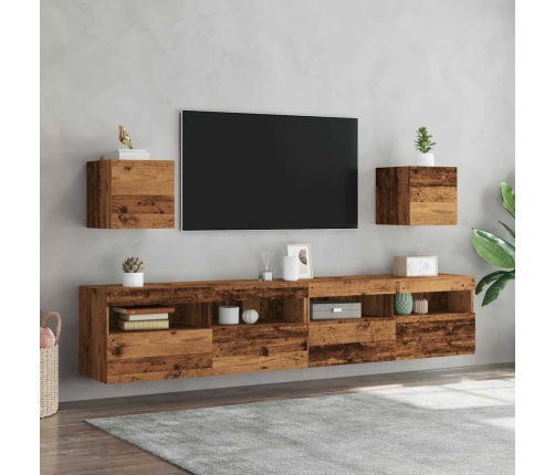 Muebles de pared para TV 2 uds madera envejecida 30,5x30x30 cm