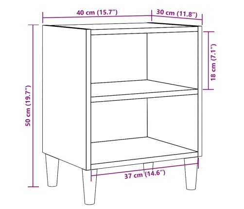 Mesita de noche madera de ingeniería envejecida 40x30x50 cm