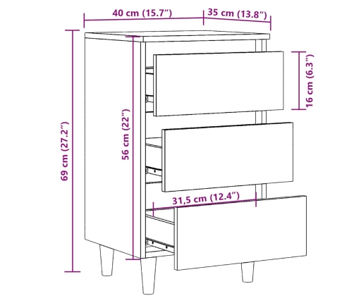 Mesita de noche madera de ingeniería roble artisan 40x35x69 cm