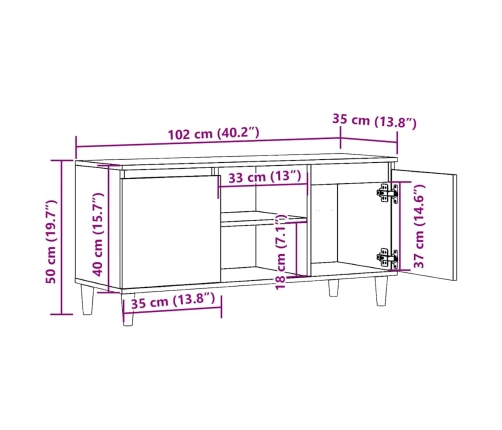 Mueble de TV madera ingeniería madera envejecida 102x35x50 cm