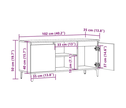 Mueble de TV madera ingeniería madera envejecida 102x35x50 cm