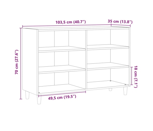 Aparador de madera ingeniería madera envejecida 103,5x35x70 cm