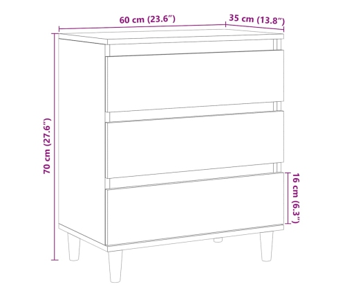 Aparador madera contrachapada roble artisian 60x35x70 cm