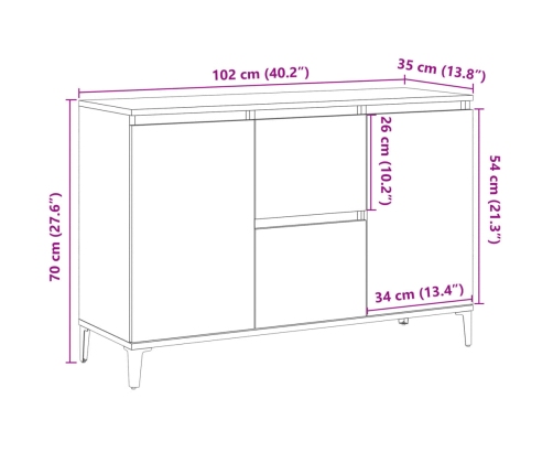 Aparador de madera de ingeniería envejecida 102x35x70 cm