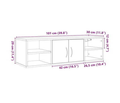 Armario de pared madera de ingeniería madera vieja 101x30x29 cm