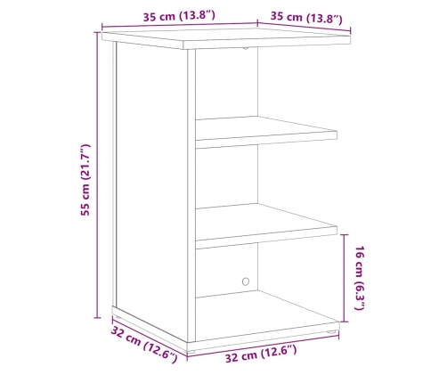 Aparador de madera contrachapada madera vieja 35x35x55 cm