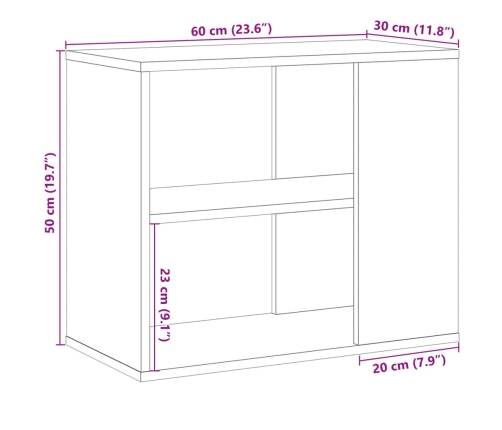 Armario auxiliar madera de ingeniería envejecida 60x30x50 cm