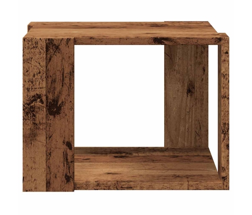 Mesa de centro de madera contrachapada envejecida 40x40x30 cm