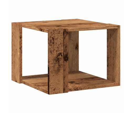 Mesa de centro de madera contrachapada envejecida 40x40x30 cm