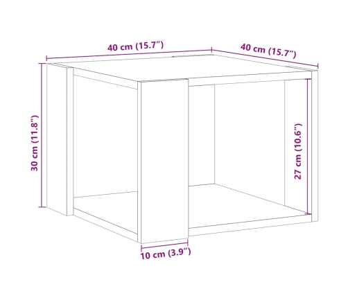 Mesa de centro de madera contrachapada envejecida 40x40x30 cm