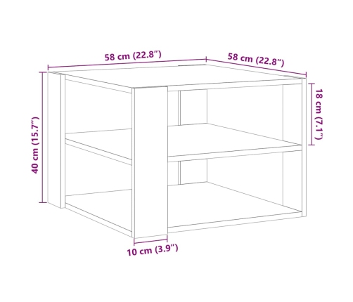 Set mesas de centro madera ingeniería envejecida 58x58x40 cm