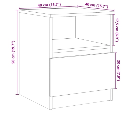 Mesita de noche madera de ingeniería envejecida 40x40x50 cm
