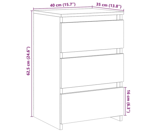 Mesita de noche madera de ingeniería envejecida 40x35x62,5 cm