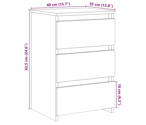 Mesitas de noche 2uds madera ingeniería envejecida 40x35x62,5cm