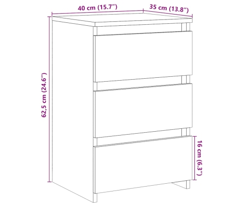 Mesita de noche madera de ingeniería roble artisan 40x35x62,5cm