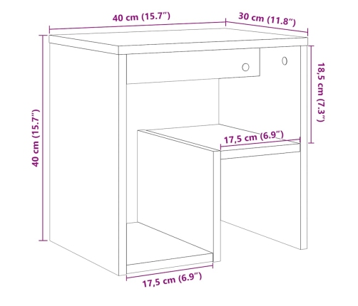 Mesitas de noche 2 uds madera ingeniería envejecida 40x30x40 cm