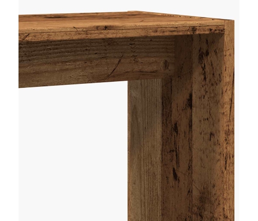 Mesa auxiliar de madera contrachapada envejecida 50x26x50 cm