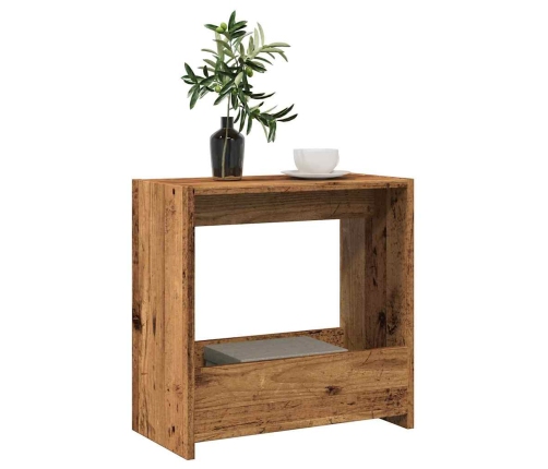 Mesa auxiliar de madera contrachapada envejecida 50x26x50 cm