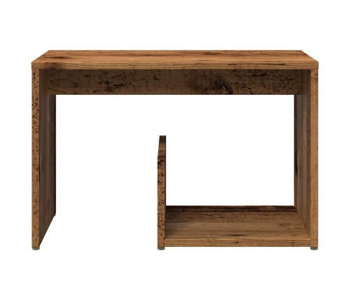 Mesa auxiliar de madera contrachapada envejecida 59x36x38 cm