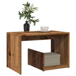 Mesa auxiliar de madera contrachapada envejecida 59x36x38 cm