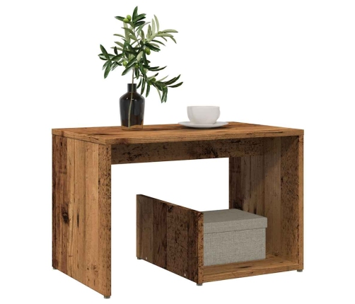 Mesa auxiliar de madera contrachapada envejecida 59x36x38 cm