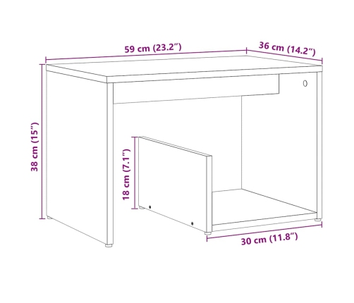 Mesa auxiliar de madera de ingeniería roble artisan 59x36x38 cm