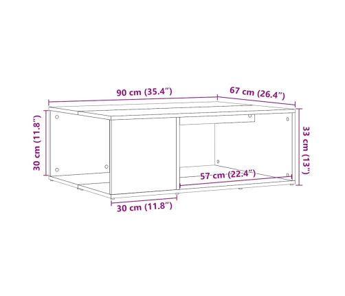 Mesa de centro madera de ingeniería envejecida 90x67x33 cm