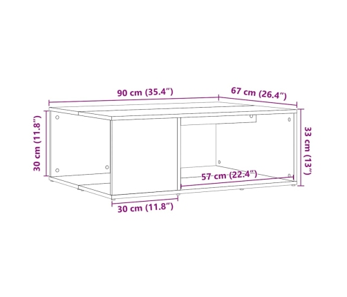 Mesa de centro madera de ingeniería roble artisan 90x67x33 cm