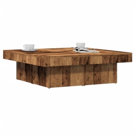 Mesa de centro madera de ingeniería envejecida 90x90x28 cm