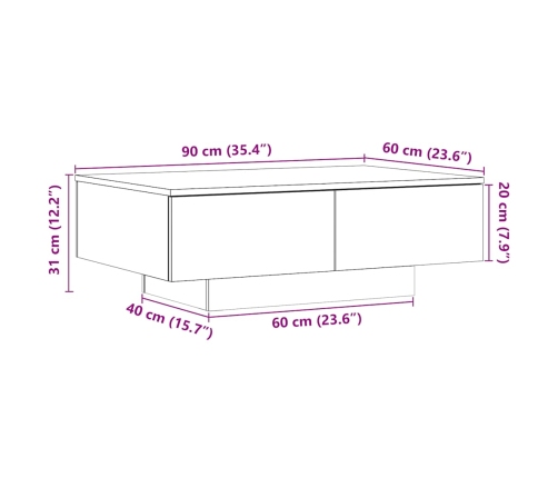 Mesa de centro madera de ingeniería roble artisan 90x60x31 cm