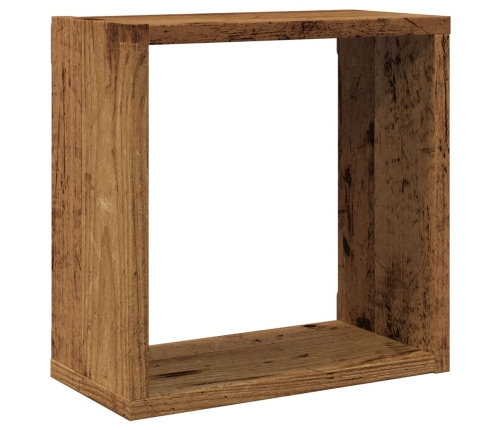 Estantes cubo de pared 2 uds madera envejecida 30x15x30 cm