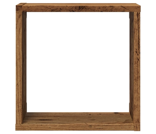 Estantes cubo de pared 2 uds madera envejecida 30x15x30 cm