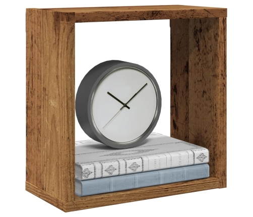 Estantes cubo de pared 2 uds madera envejecida 30x15x30 cm