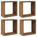 Estantes cubo de pared 4 uds madera envejecida 30x15x30 cm