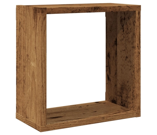 Estantes cubo de pared 4 uds madera envejecida 30x15x30 cm