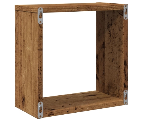 Estantes cubo de pared 4 uds madera envejecida 30x15x30 cm