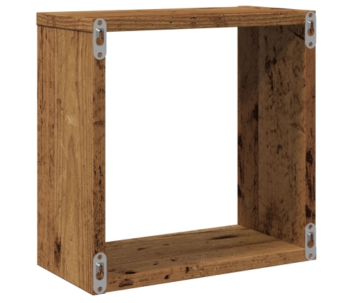 Estantes cubo de pared 6 uds madera envejecida 30x15x30 cm