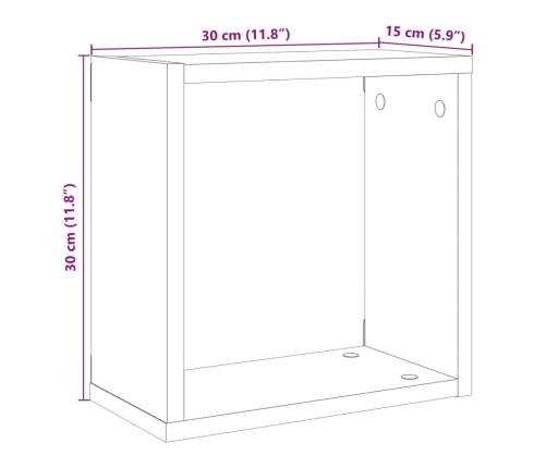 Estantes cubo de pared 6 uds madera envejecida 30x15x30 cm