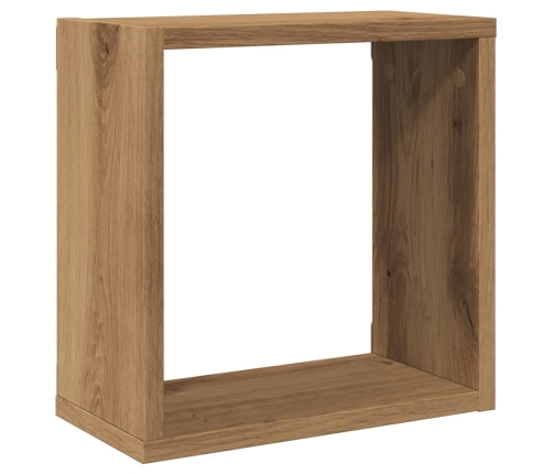 Estantes cubo de pared 2 uds madera roble artisan 30x15x30 cm