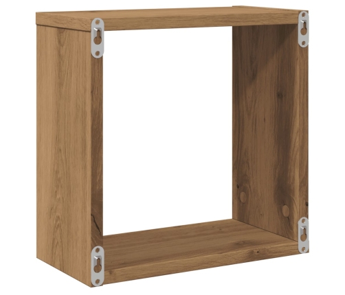 Estantes cubo de pared 2 uds madera roble artisan 30x15x30 cm