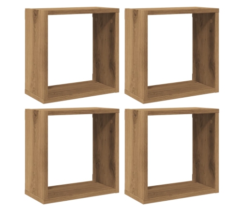 Estantes cubo de pared 4 uds madera roble artisan 30x15x30 cm