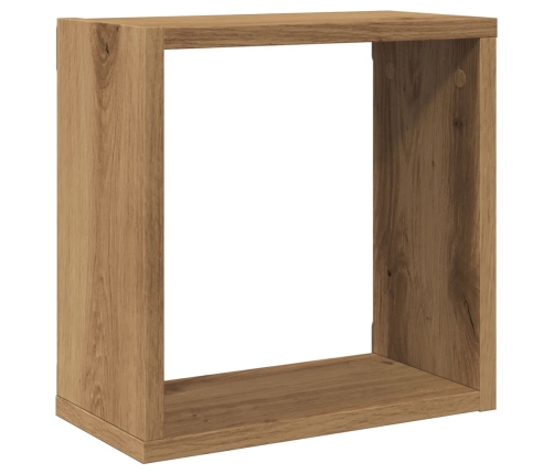 Estantes cubo de pared 4 uds madera roble artisan 30x15x30 cm