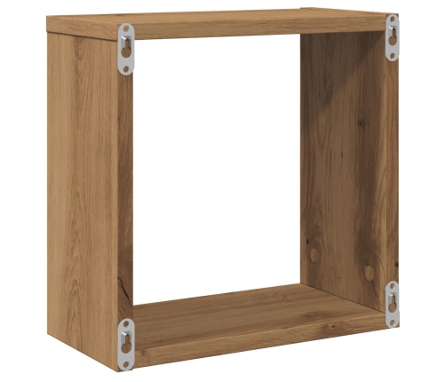 Estantes cubo de pared 4 uds madera roble artisan 30x15x30 cm