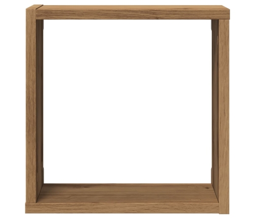 Estantes cubo de pared 6 uds madera roble artisan 30x15x30 cm