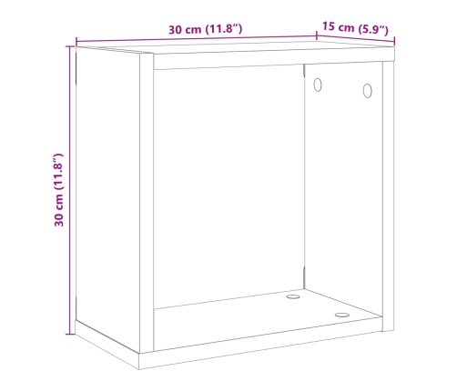 Estantes cubo de pared 6 uds madera roble artisan 30x15x30 cm