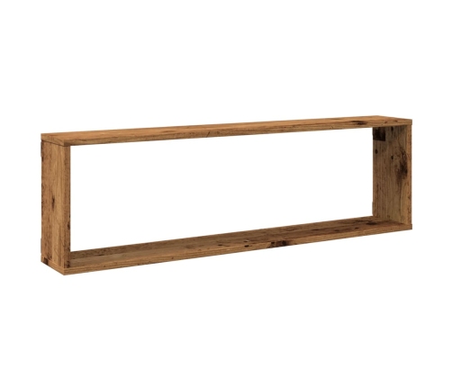 Estantes cubo de pared 2 uds madera envejecida 100x15x30 cm