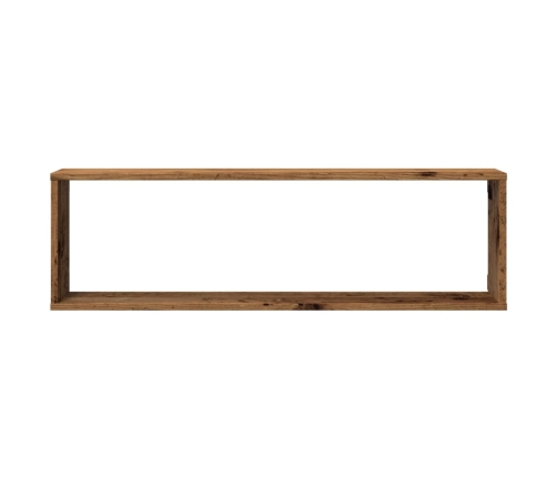 Estantes cubo de pared 2 uds madera envejecida 100x15x30 cm