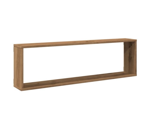 Estantes cubo de pared 2 uds madera roble artisan 100x15x30 cm