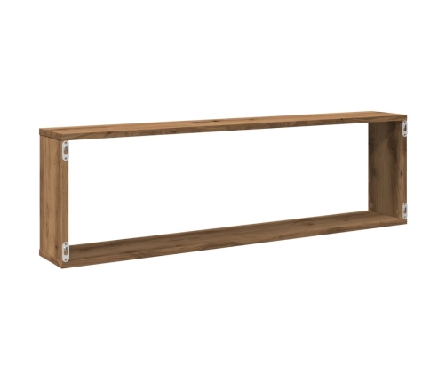 Estantes cubo de pared 4 uds madera roble artisan 100x15x30 cm