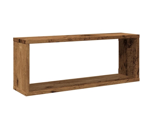 Estantes cubo de pared 2 uds madera envejecida 60x15x23 cm